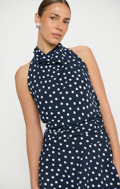 Brynn Mini Dress ~ Navy Polka Dot