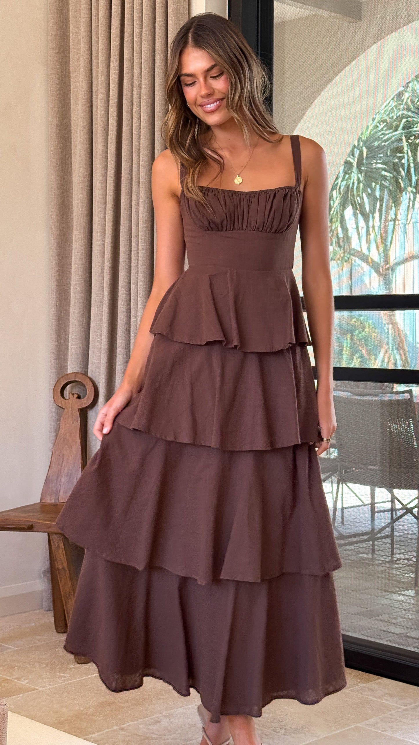 Odilia Maxi Dress - Chocolate