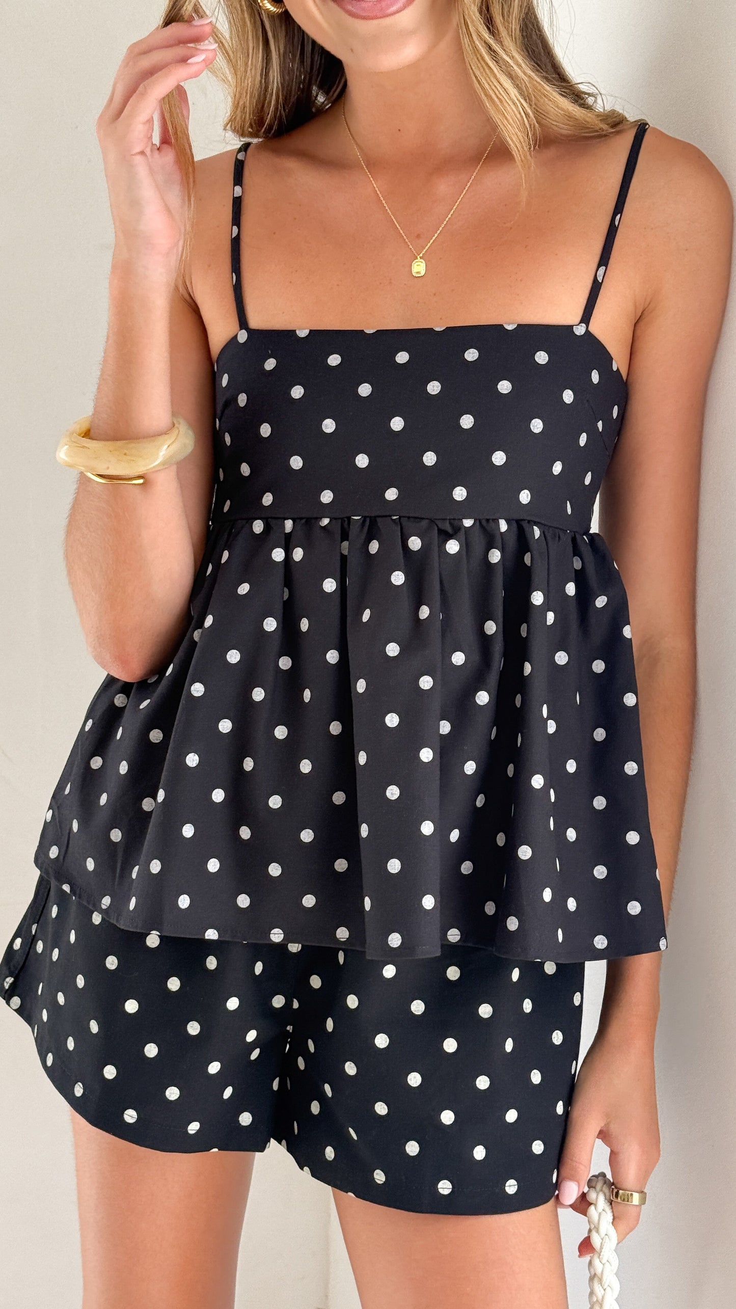 Vika Shorts - Black/White Polka Dot