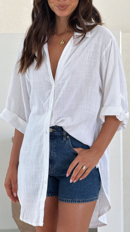 Samson Button Up Shirt - White
