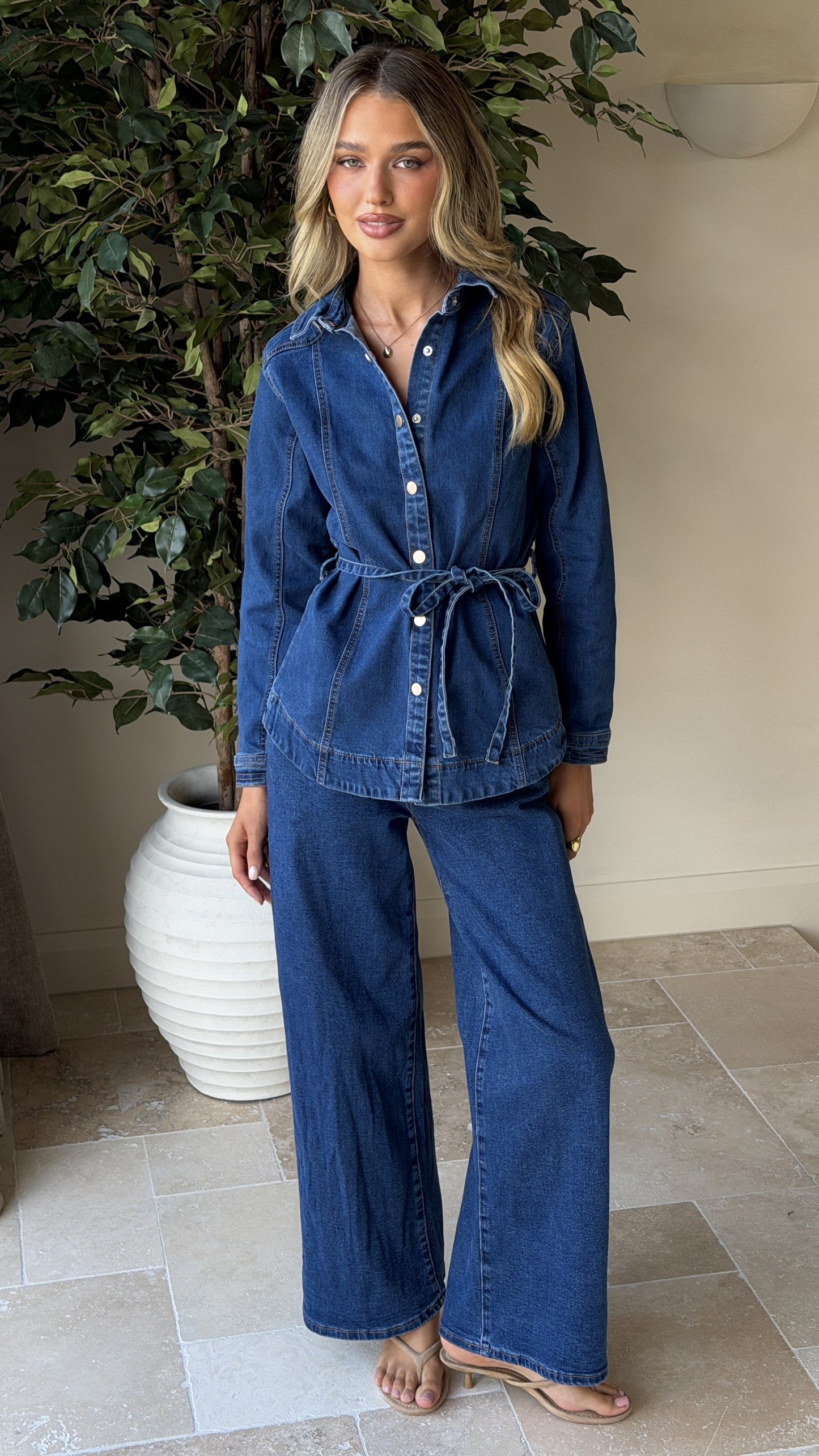Nyra Wide Leg Jeans - Dark Denim