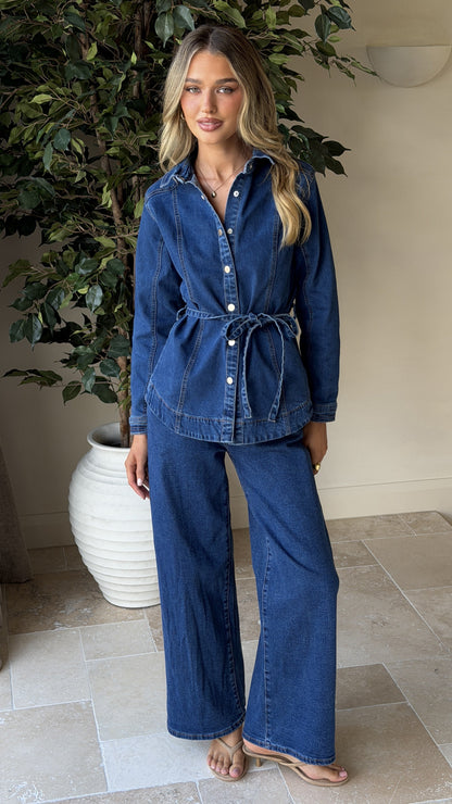 Nyra Wide Leg Jeans - Dark Denim
