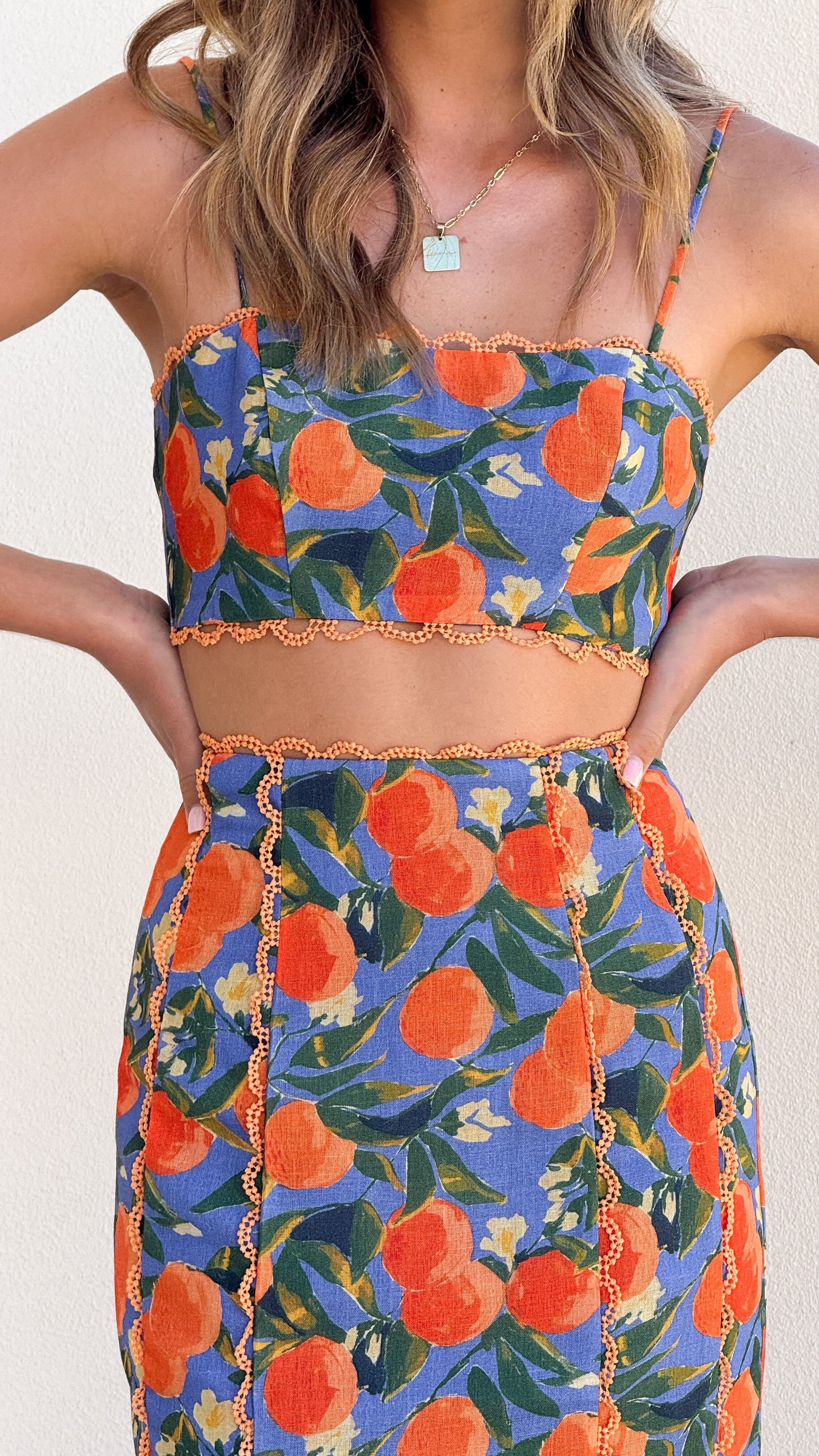 Nova Crop Top - Orange Print