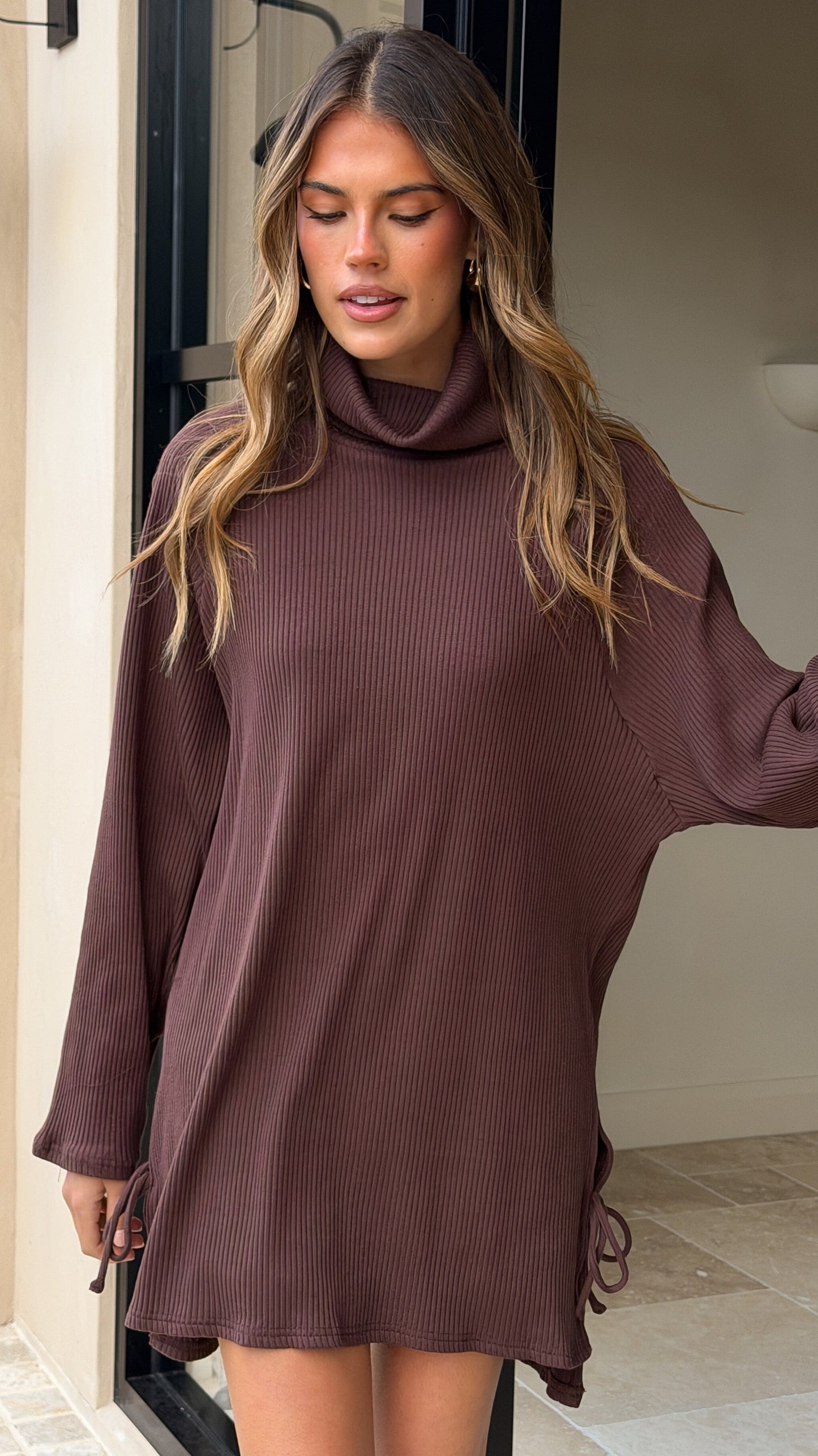 Ravio Oversized Rib Knit - Chocolate