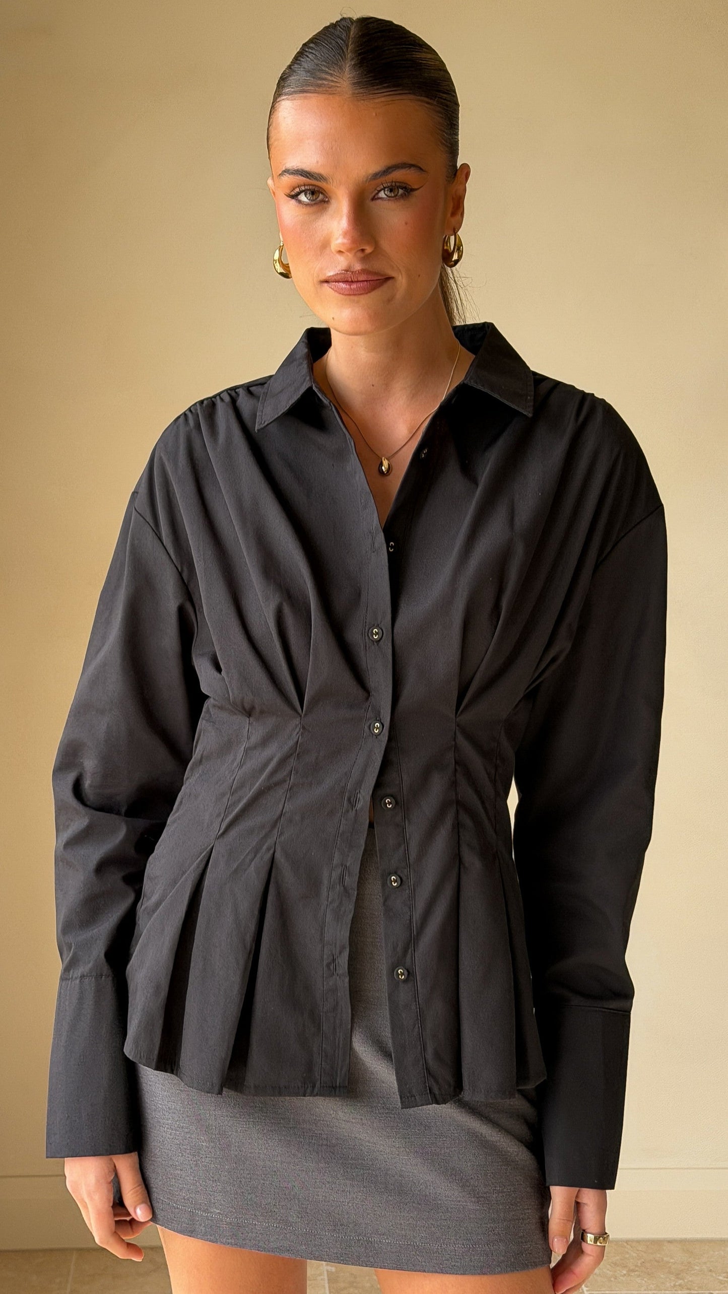 Riley Long Sleeve Top - Black