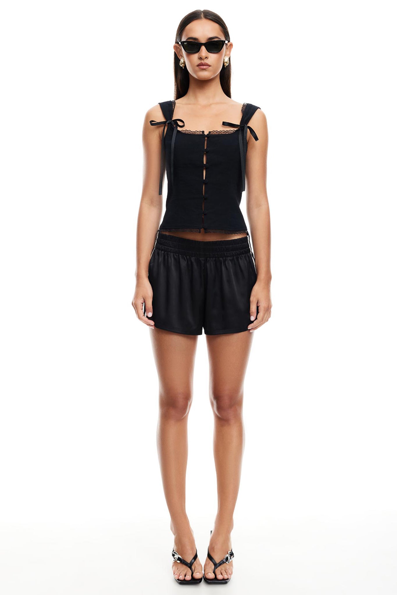 LIONESS Crystal Cami Top Onyx