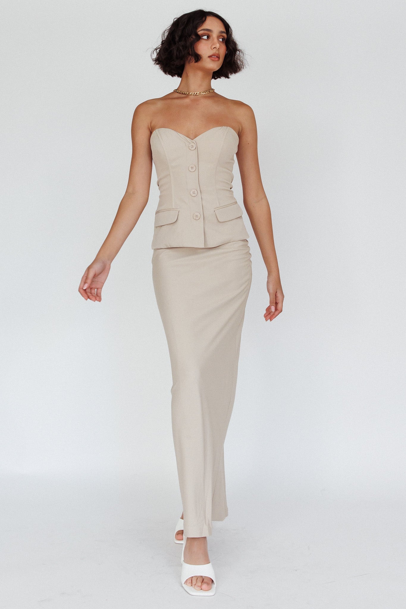 Valencia Flare Midi Skirt Oat