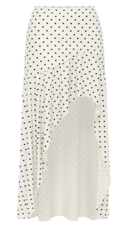 Melody Flounce Midi Skirt - Cream/Black Polka