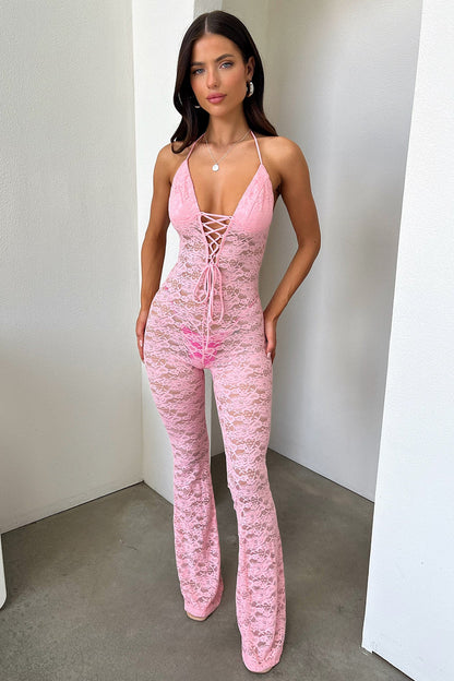 Alfonzo Lace Jumpsuit - Baby Pink