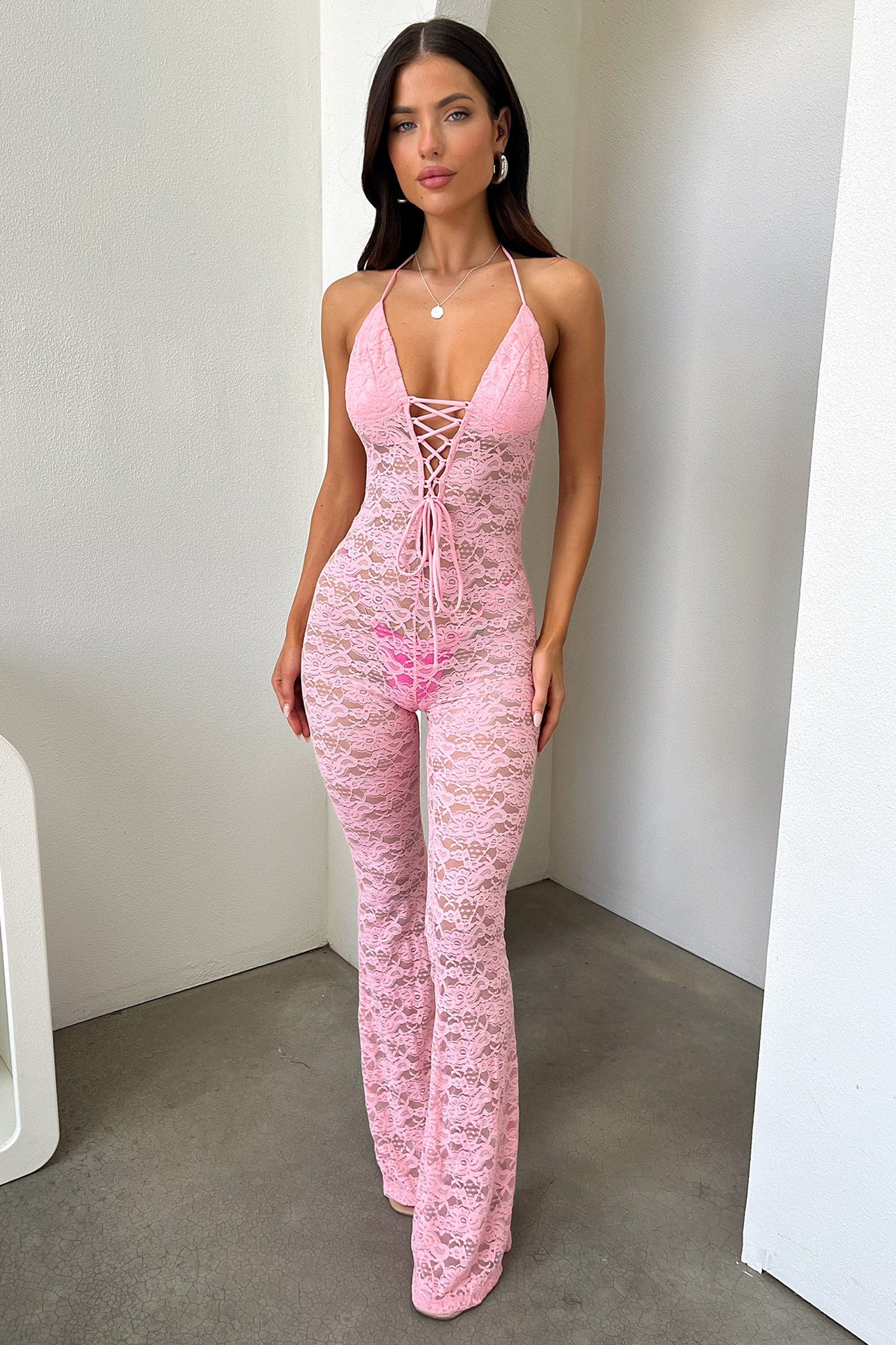 Alfonzo Lace Jumpsuit - Baby Pink