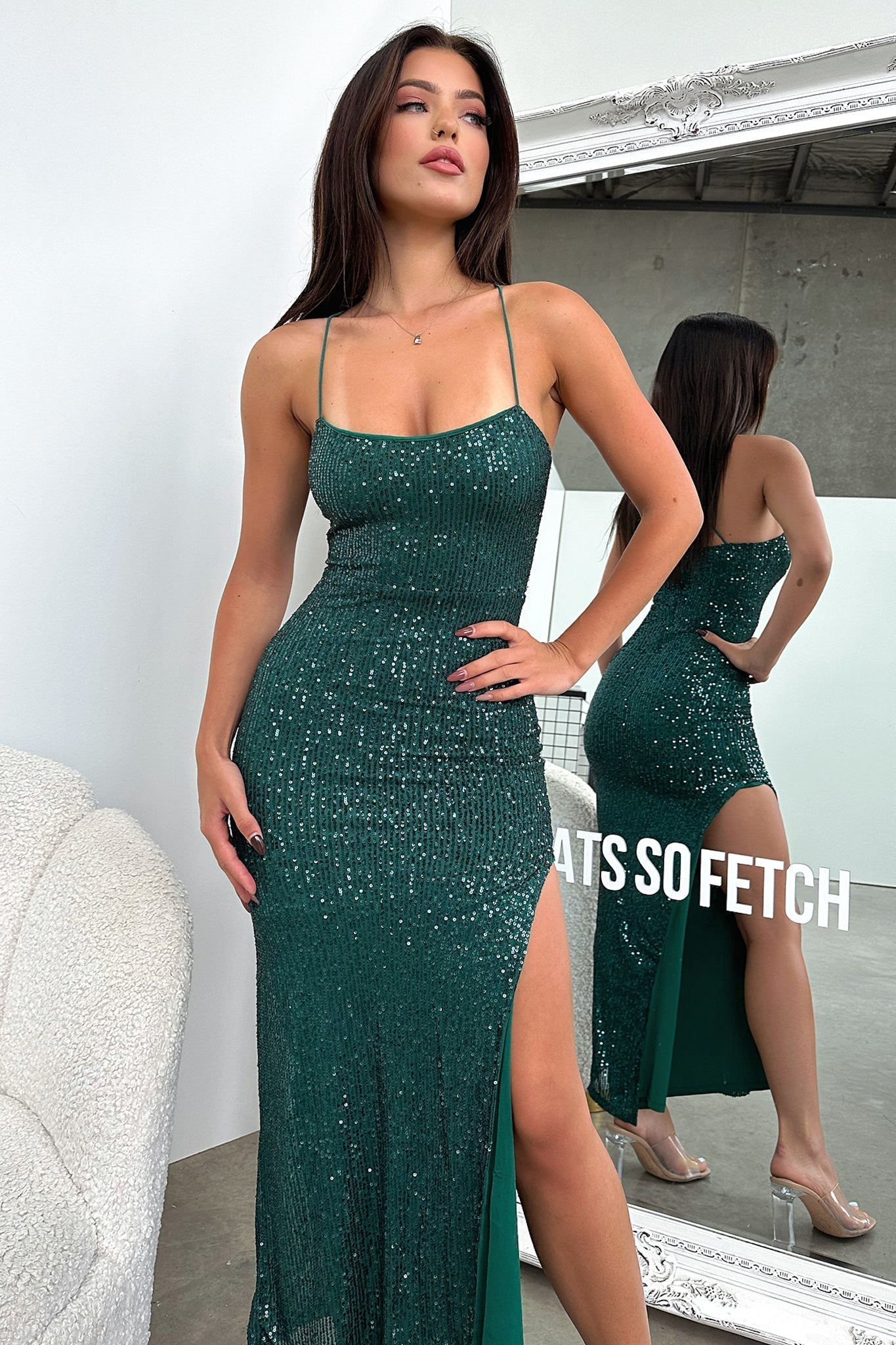 Alina Sequin Maxi Dress - Emerald