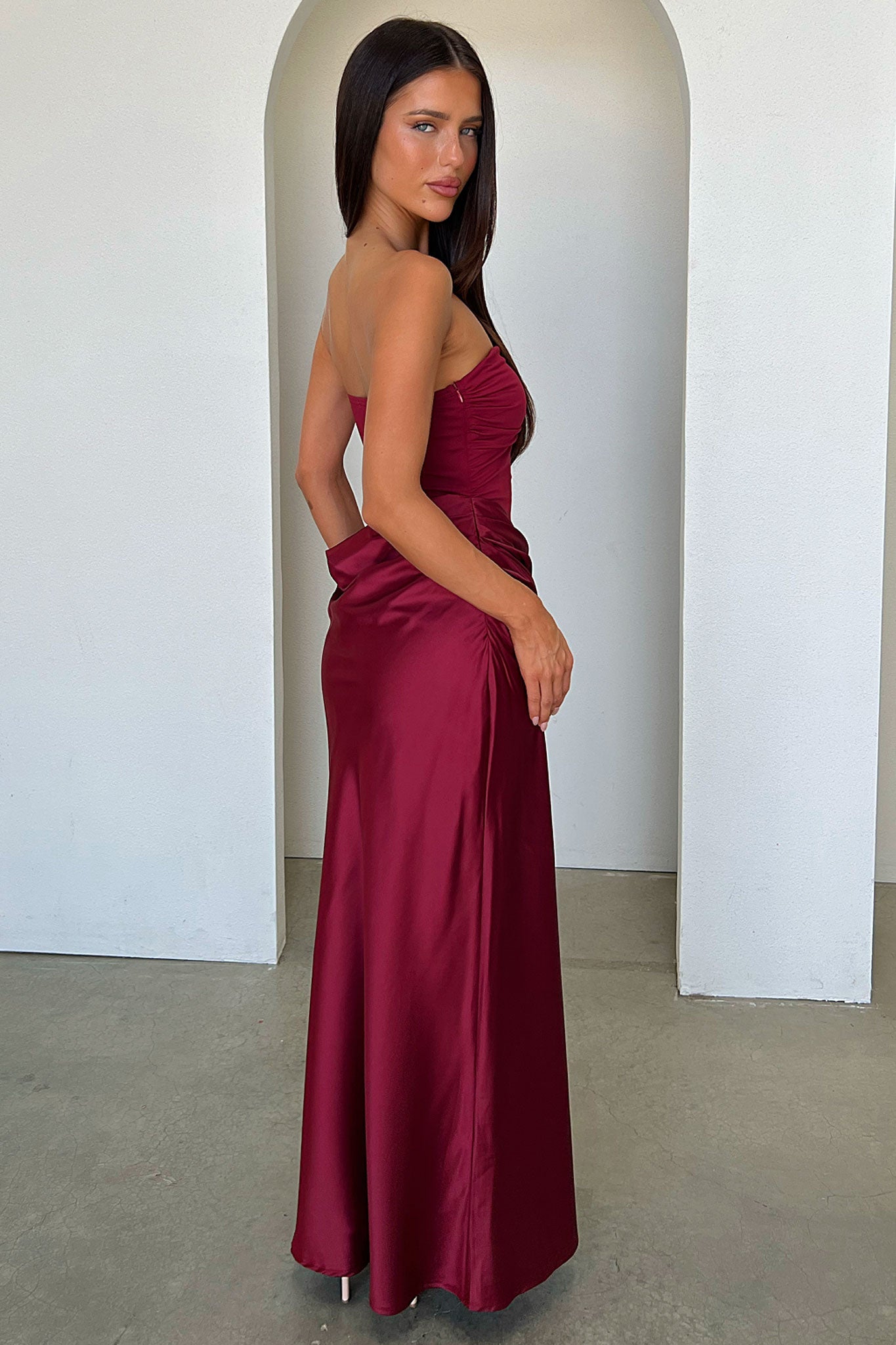 Amery Strapless Maxi Dress - Burgundy