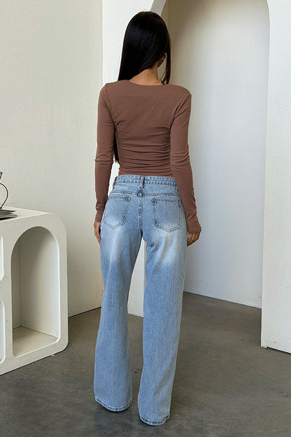Andre Long Sleeve Top - Brown