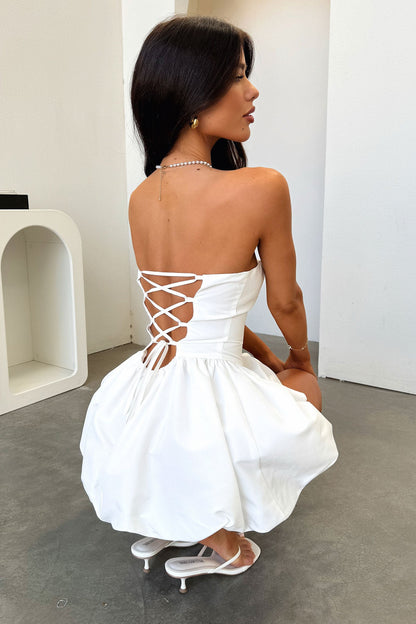 Bluebell Bubble Skirt Mini Dress - White