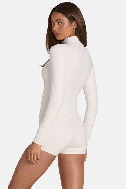 Soft Active Zip-Up Jacket in Coconut