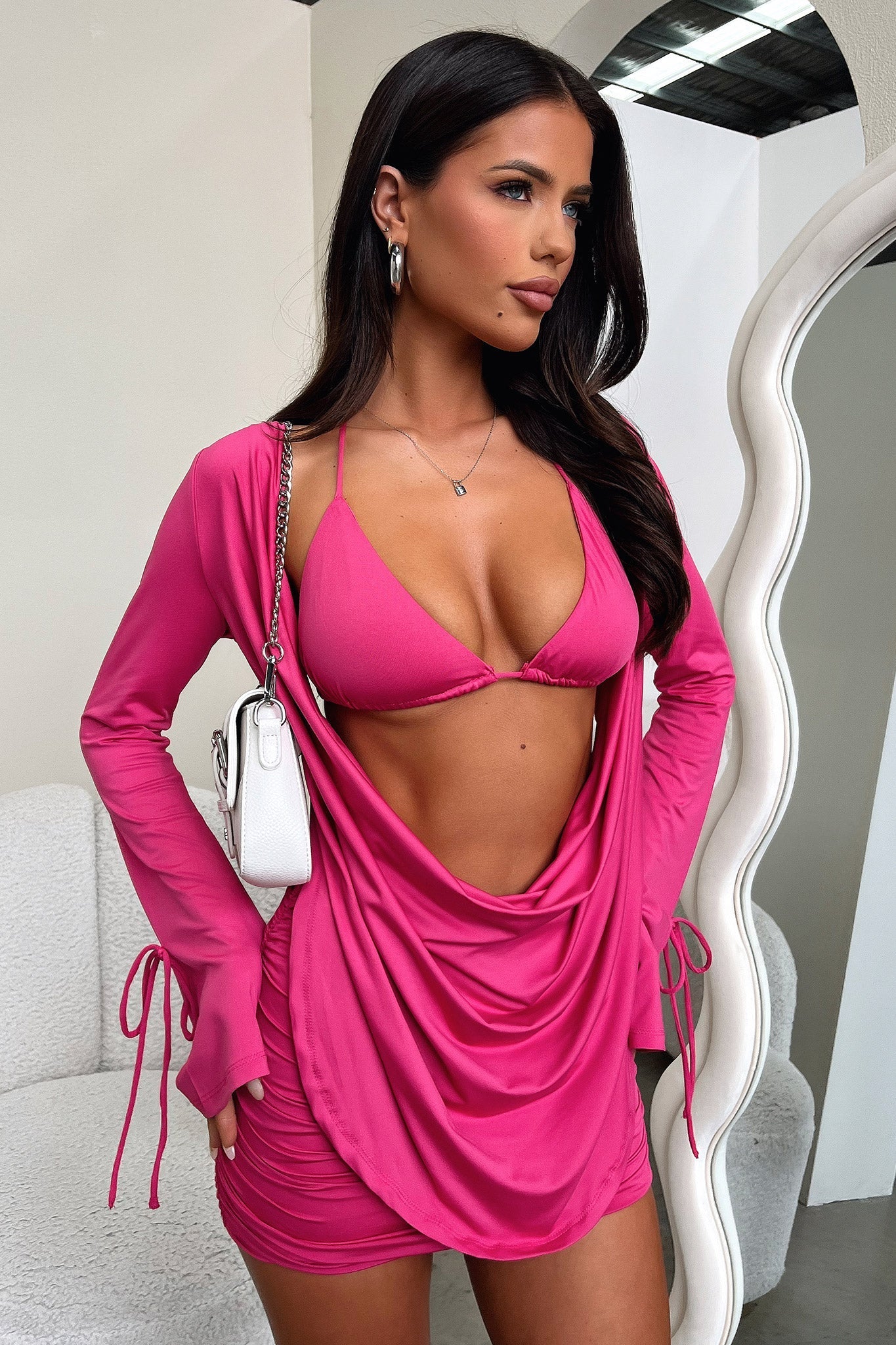 Cardi Mini Skirt - Hot Pink