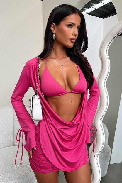 Cardi Mini Skirt - Hot Pink