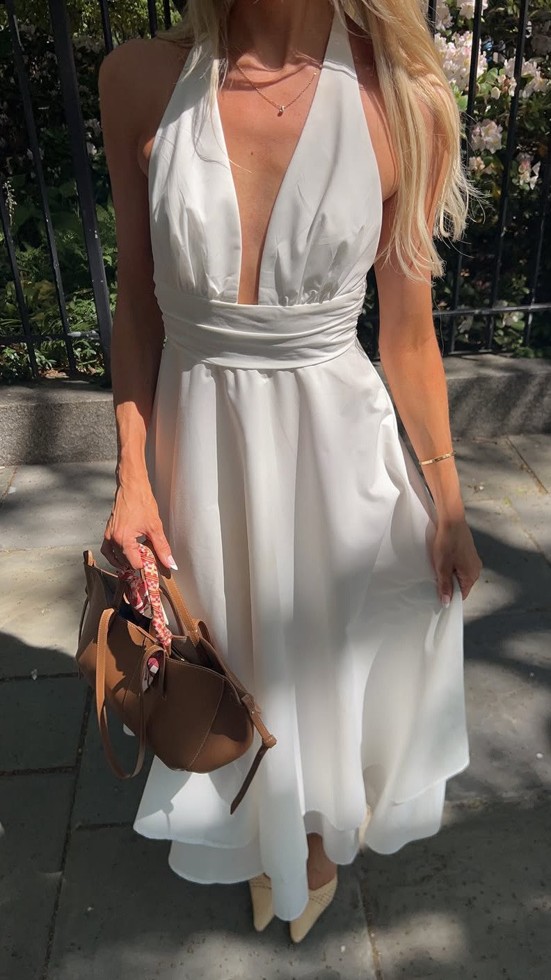 Kathy Halter Neck Maxi Dress - White