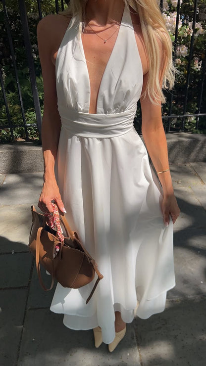 Kathy Halter Neck Maxi Dress - White