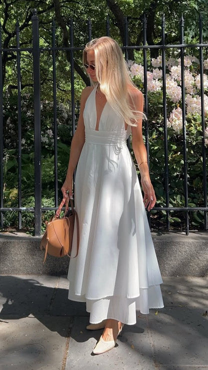 Kathy Halter Neck Maxi Dress - White
