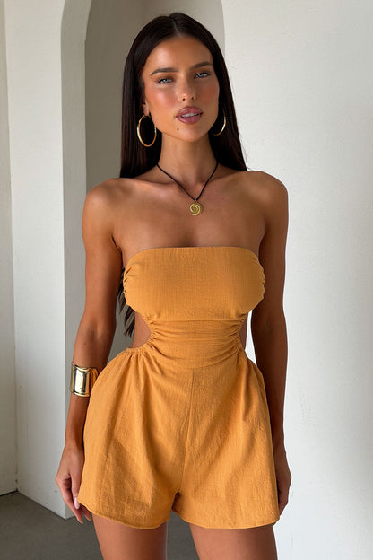 Colonia Backless Playsuit - Burnt Orange