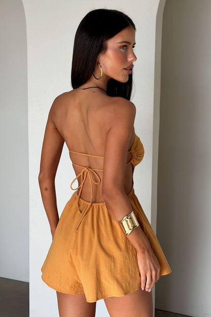 Colonia Backless Playsuit - Burnt Orange
