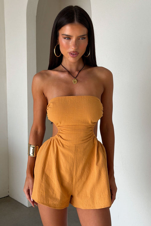 Colonia Backless Playsuit - Burnt Orange