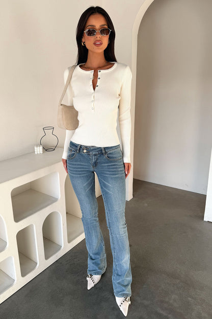 Demetria Long Sleeve Top - Cream