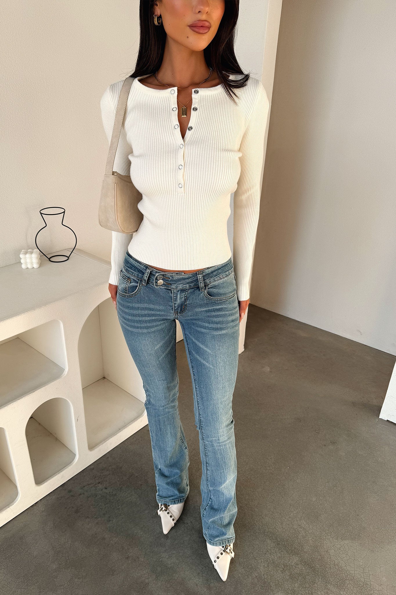 Demetria Long Sleeve Top - Cream
