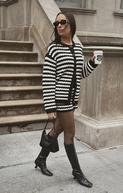 Inez Shorts ~ Black and White Stripe Knit
