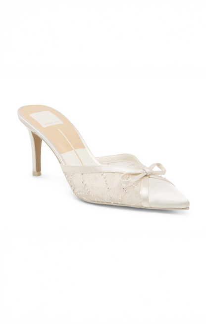 Dolce Vita Emit Heel ~ Soft White Beaded Mesh