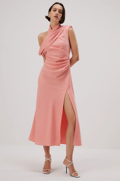 Misha Amiya Satin Midi Dress - Quartz Pink