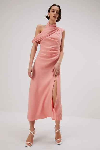 Misha Amiya Satin Midi Dress - Quartz Pink