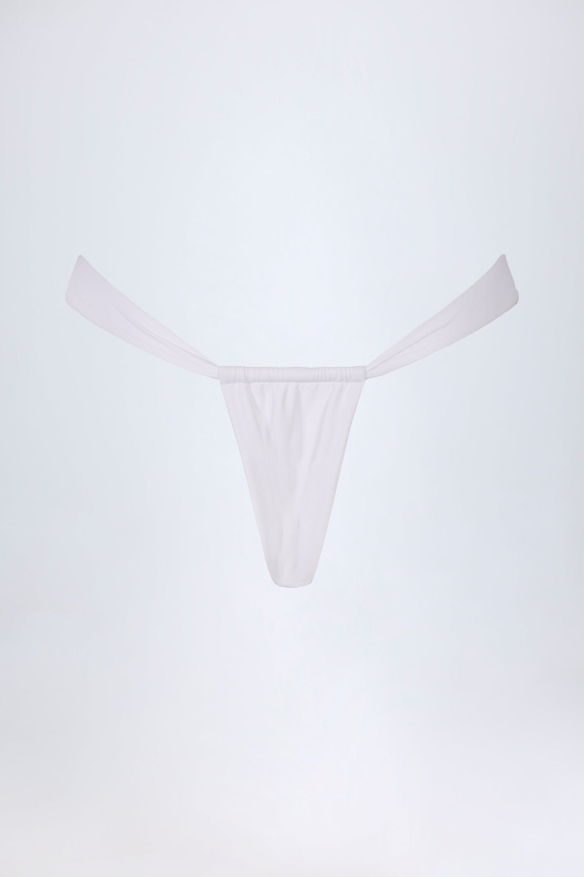 Ruched Thong Bikini Bottoms in White